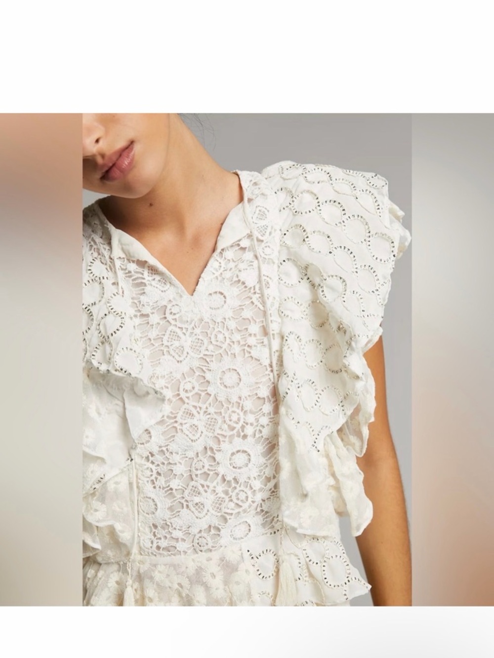 NWT Verb Anthropologie Embroidered Lace Ruffle Top - Picture 5 of 13